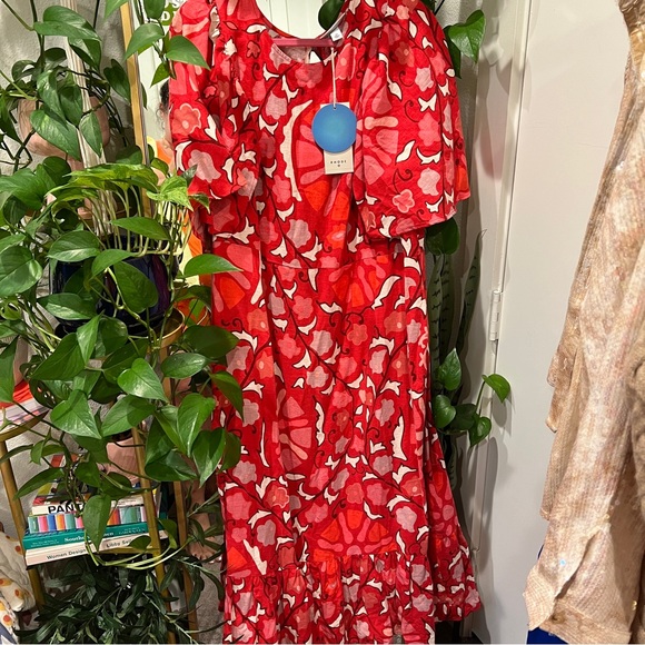 Women's Zinnia Floral Print Bell Sleeve Midi Dress - RHODE x Target Red/Pink - Picture 9 of 9